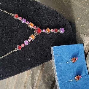 Vintage Avon Ombre Y necklace and earring set